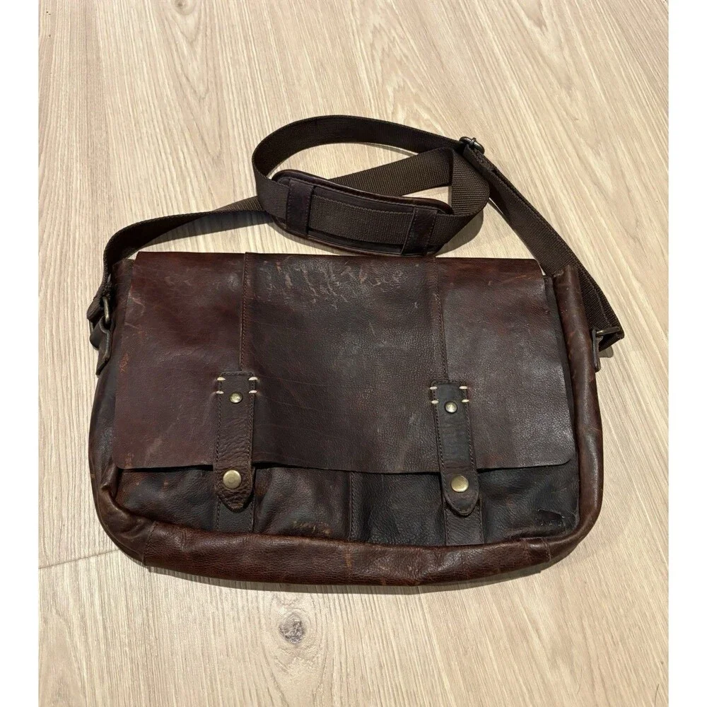 Buffalo Jackson Messanger Bag Brown Leather Crossbody Briefcase Laptop Messenger